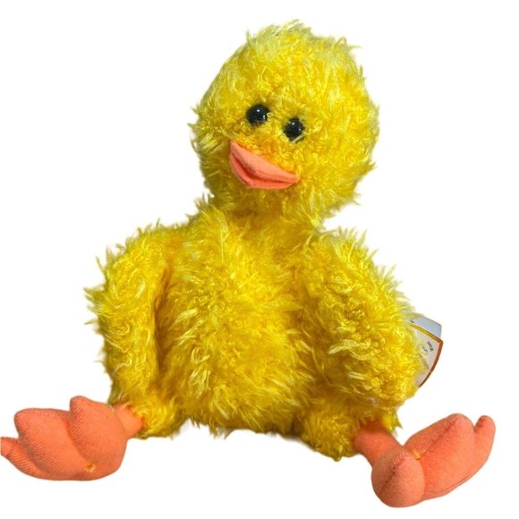 Ty Beanie Babies Doodles The Duck Plush Toy Bright Yellow & Orange Collectible - Picture 1 of 10